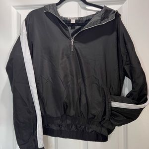 black windbreaker